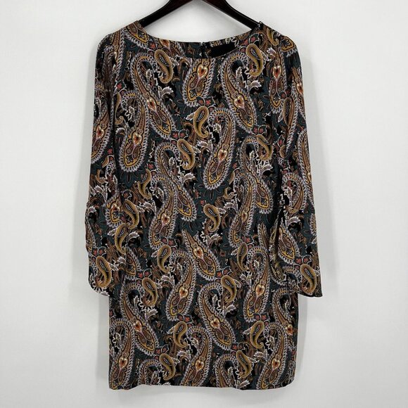 Cynthia Rowley Paisley Bell Sleeve Mini Shift Dress Size 6 Multi Color Polyester - Picture 1 of 5